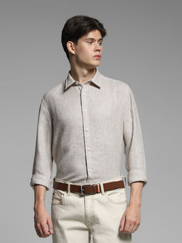 Jack & Jones - Men Grey Solid Formal Shirt