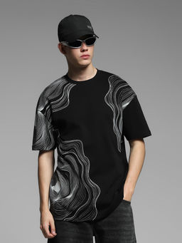Jack & Jones - Men Black Abstract T-Shirt