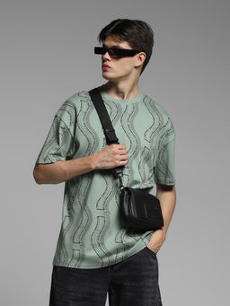 Jack & Jones - Men Green Abstract T-Shirt