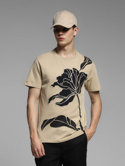 Jack & Jones - Men Beige Floral T-Shirt
