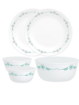 Corelle - Livingware English Garden 26cm Dinner Plates, 177ml Katori & 828ml Curry Bowl Pack of 5