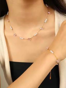 ZAISHA - Pink Pearl Dainty Bracelet - 18K Gold Plated