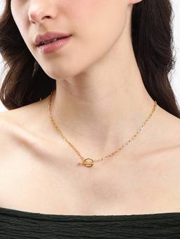 Carlton London - 18kt Gold Plated Link Chain with Toggle Necklace