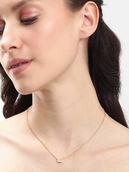 Carlton London - 18kt Gold Plated Minimal CZ Solitaire Necklace