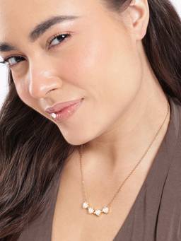 Carlton London - 2 Way Wear Magnetic Heart Clover CZ Shell Pendant Necklace