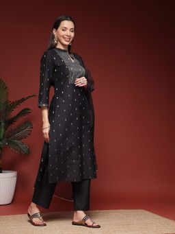 Nayam by lakshita - Women Solid Embroidered Silk Kurta and Palazzo with Dupatta (Set of 3)