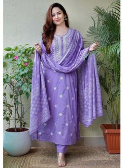 Lush Glam - Graceful Embroidered K Kurta with Pant and Dupatta (Set of 3)