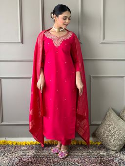Lush Glam - Elegant Embroidered Kurta with Pant and Dupatta (Set of 3)