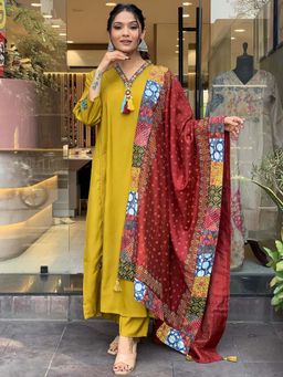 Lush Glam - Stylish Three-Piece Embroidery Kurta with Pant and Dupatta (Set of 3)