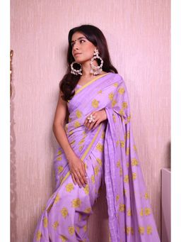 Baise Gaba - Lavender Lavender Poeticus Saree with Blouse Fabric