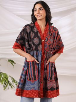Gahan - Red Printed Freesize Kaftan Top