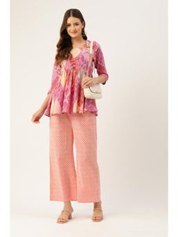 Gahan - Purple Floral Printed Empire Cotton Top