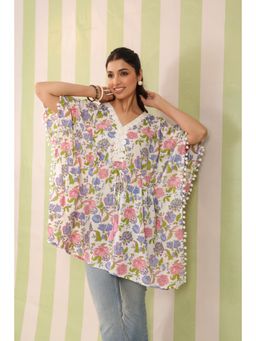 Gahan - White Floral Printed Kaftan