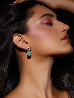 Ruby Raang Studio - Green Gold Plated Kundan Earrings