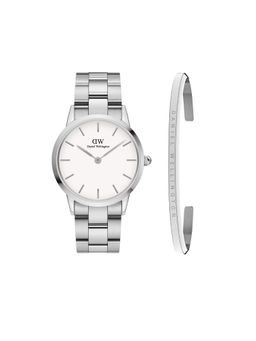 Daniel Wellington - Iconic Link 36 Silver White & Classic Bracelet. Watch Gift Set. For Men & Women