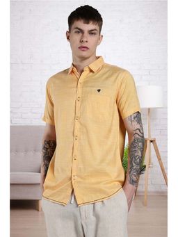 KUONS AVENUE - Men's Blooming Orange Tailored Fit Lyocell Casual Shirt