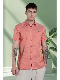 KUONS AVENUE - Men's Orange Tailored Fit Lyocell Casual Shirt
