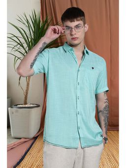 KUONS AVENUE - Men's Fresh Green Tailored Fit Lyocell Casual Shirt