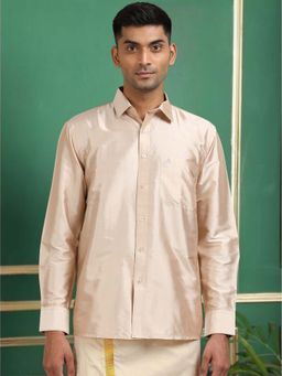 TATTVA - Men Copper Toned Pure Silk Shirt