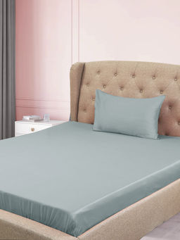 Jamio FIrati - Plain Green Solid Desgin 100% Cotton Bedsheet with 1 Pillow Cover (Single)