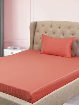 Jamio FIrati - Plain Red Solid Desgin 100% Cotton Bedsheet with 1 Pillow Cover (Single)