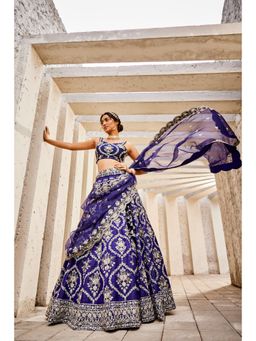 SWATHI VELDANDI - Blue Lehenga Choli and Dupatta (Set of 3)