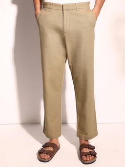 Fabindia - Men Khaki Solid Straight Fit Chinos