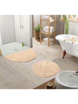 Saral Home - Beige Affaire Organic 100% Cotton Antiskid Bath Mats (Pack Of 2)