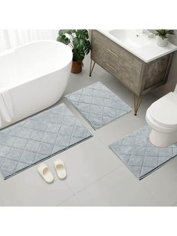 Saral Home - Grey Affaire Organic 100% Cotton Antiskid Bath Mats (Pack Of 3)