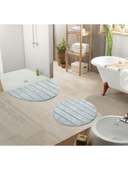 Saral Home - Grey Kapra 100% Organic Cotton Antiskid Bath Mats (Pack Of 2)