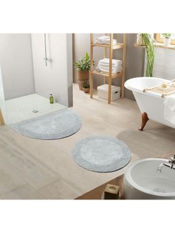 Saral Home - Grey Organic Natura 100% Cotton Reversible Plush Bath Mats (Pack Of 2)