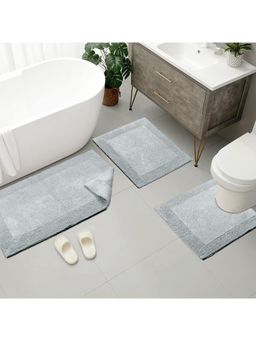 Saral Home - Grey Organic Natura 100% Cotton Reversible Plush Bath Mats (Pack Of 3)