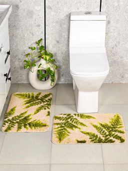 Saral Home - Beige Cedar Soft Antiskid Bath Mat (Pack Of 2)