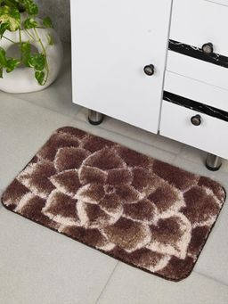 Saral Home - Brown Petal Soft Antiskid Bath Mat