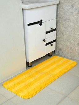 Saral Home - Yellow Digo Micro High Plush Pile Vibrant Stripes Bath Mat