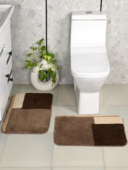 Saral Home - Brown Grund Soft Antiskid Bath Mat (Pack Of 2)