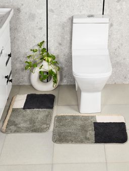 Saral Home - Grey Grund Soft Antiskid Bath Mat (Pack Of 2)