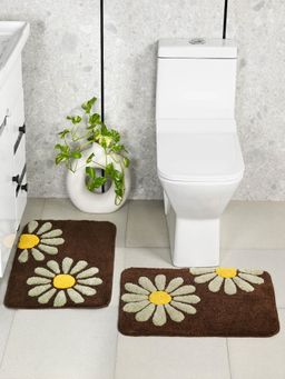 Saral Home - Brown Cawo Soft Antiskid Bath Mat (Pac Of 2)