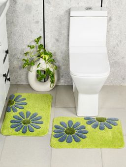 Saral Home - Green Cawo Soft Antiskid Bath Mat (Pac Of 2)