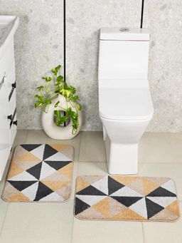 Saral Home - Beige Move Soft Antiskid Bath Mat (Pack Of 2)