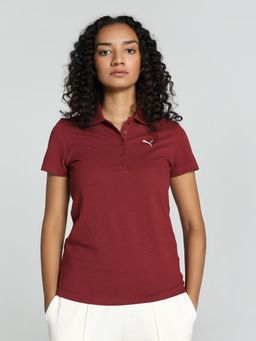 Puma - Essentials Polo Womens Maroon T-Shirt