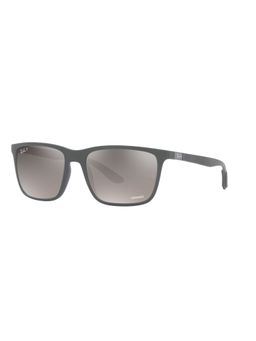 Ray-Ban - Men Silver Rectangle Peek Sunglasses - 0RB438560175J58 (58)