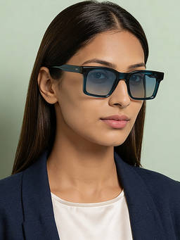 Vincent Chase - Unisex Blue Rectangle Nylon Sunglasses - VC S16748