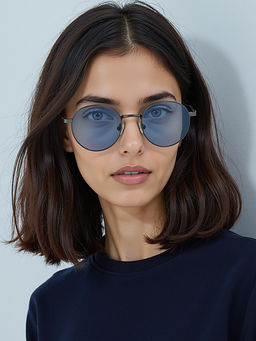 Vincent Chase - Unisex Blue Round Steel Sunglasses - VC S18693