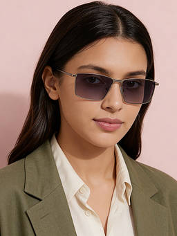 Vincent Chase - Unisex Purple Rectangle Steel Sunglasses - VC S19023
