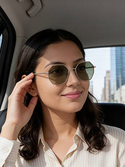Vincent Chase - Unisex Green Irregular Steel Sunglasses - VC S19031