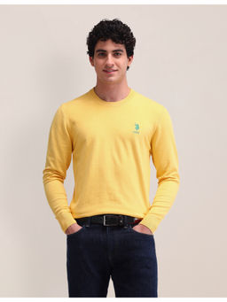 U.S. POLO ASSN. - Textured Yellow Full Sleeves Crew Neck Sweater
