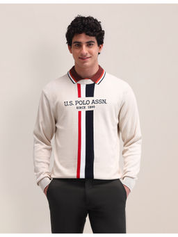 U.S. POLO ASSN. - Off White Full Sleeves Crew Neck Sweater