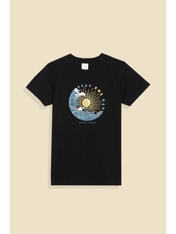 Allen Solly - Boys Black Graphic Print T-shirt