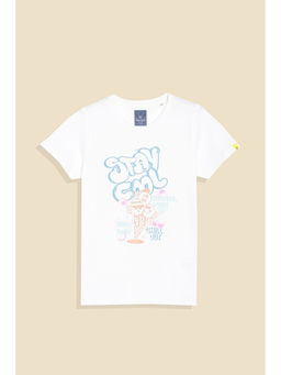 Allen Solly - Boys White Graphic Print Crew Neck T-shirt